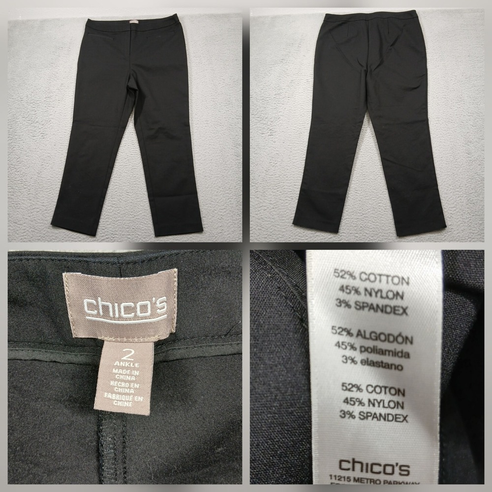 Chico's Ankle Pants Womens 2 Black Stretch‎ Cropped